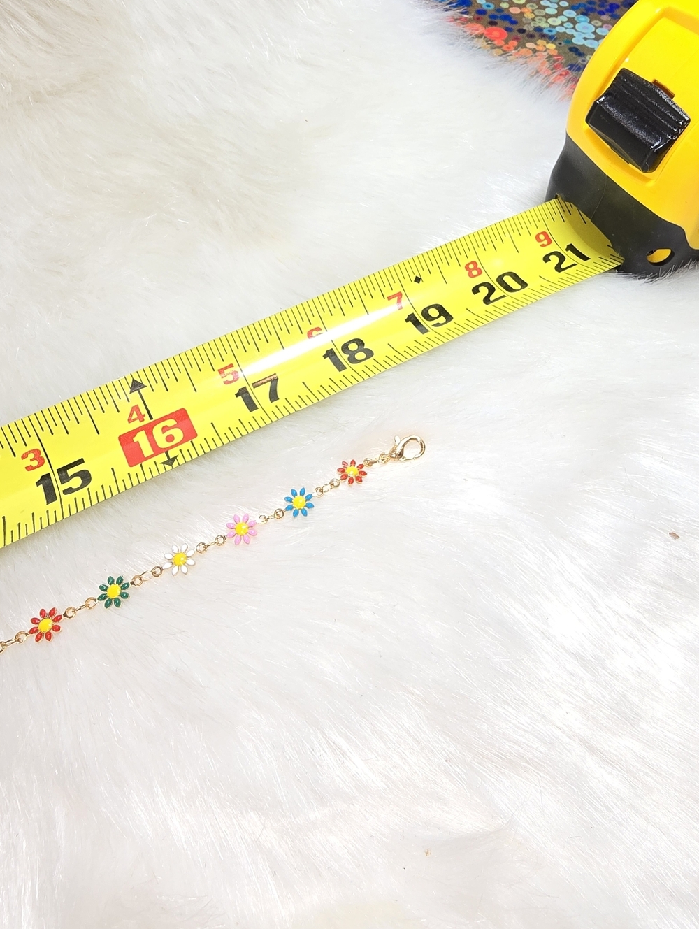 Colorful Daisies on Gold-tone  Chain Necklace - Picture 7 of 12